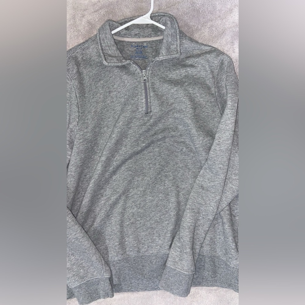Puritan womens  Heather Gray Zip-Up Sweater